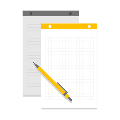 Graph-and-note-paper-pads-with-pencil